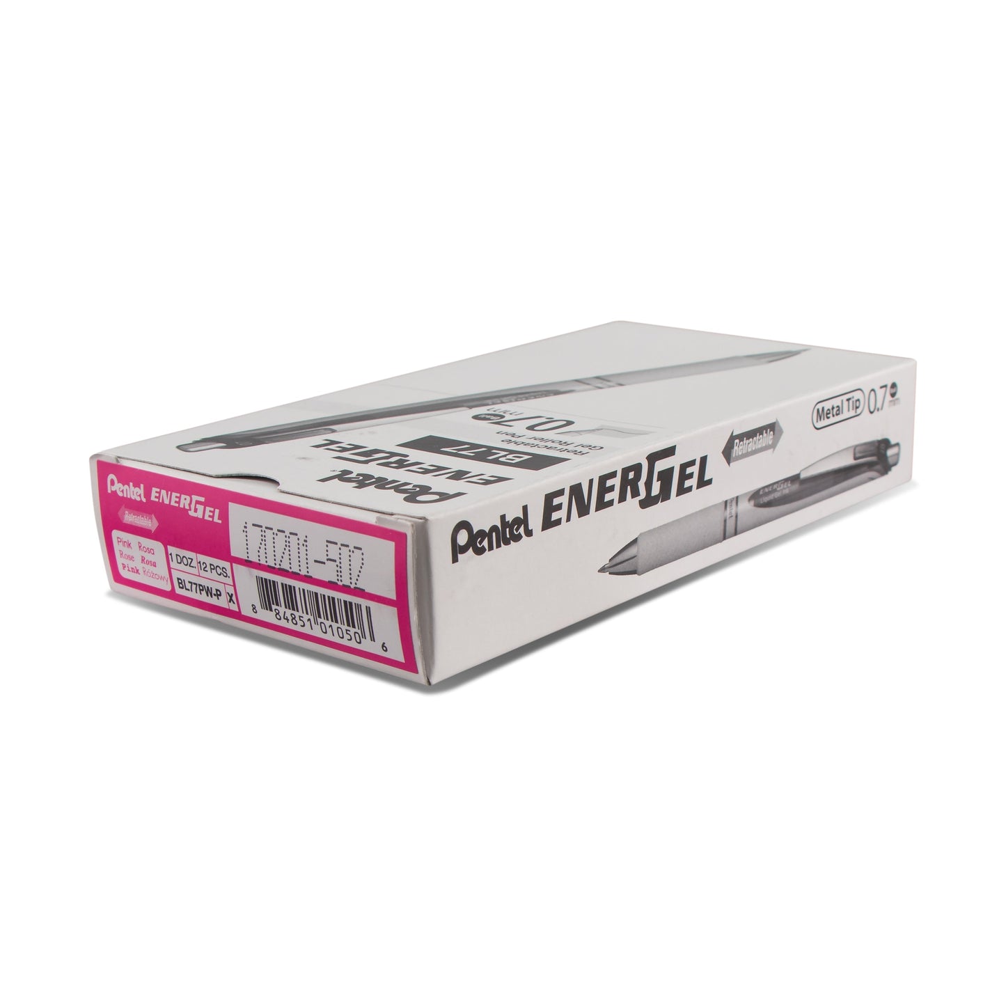 Pentel EnerGel Pearl Retractable Liquid Gel Pen, (0.7mm) Metal Tip, Medium Line, Pink Accent, Pink Ink (BL77PW-P)
