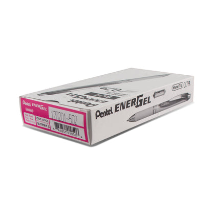 Pentel EnerGel Pearl Retractable Liquid Gel Pen, (0.7mm) Metal Tip, Medium Line, Pink Accent, Pink Ink (BL77PW-P)