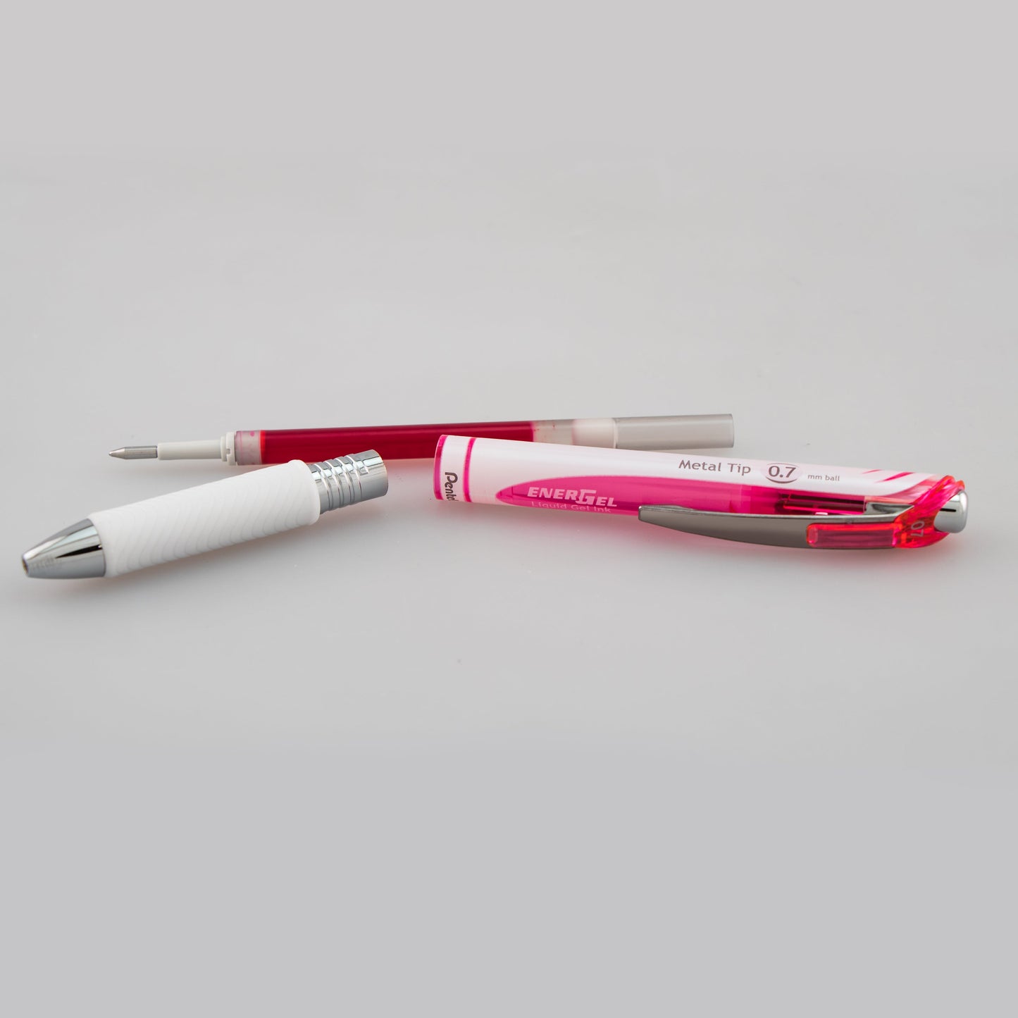 Pentel EnerGel Pearl Retractable Liquid Gel Pen, (0.7mm) Metal Tip, Medium Line, Pink Accent, Pink Ink (BL77PW-P)