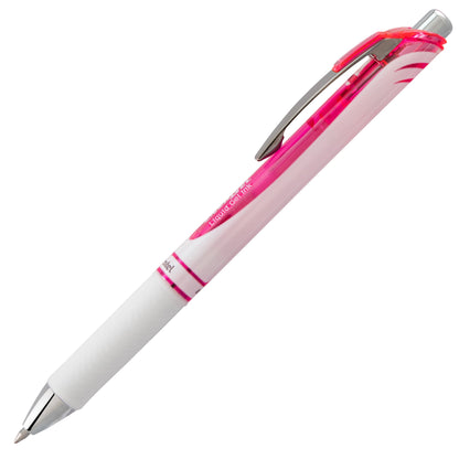 Pentel EnerGel Pearl Retractable Liquid Gel Pen, (0.7mm) Metal Tip, Medium Line, Pink Accent, Pink Ink (BL77PW-P)
