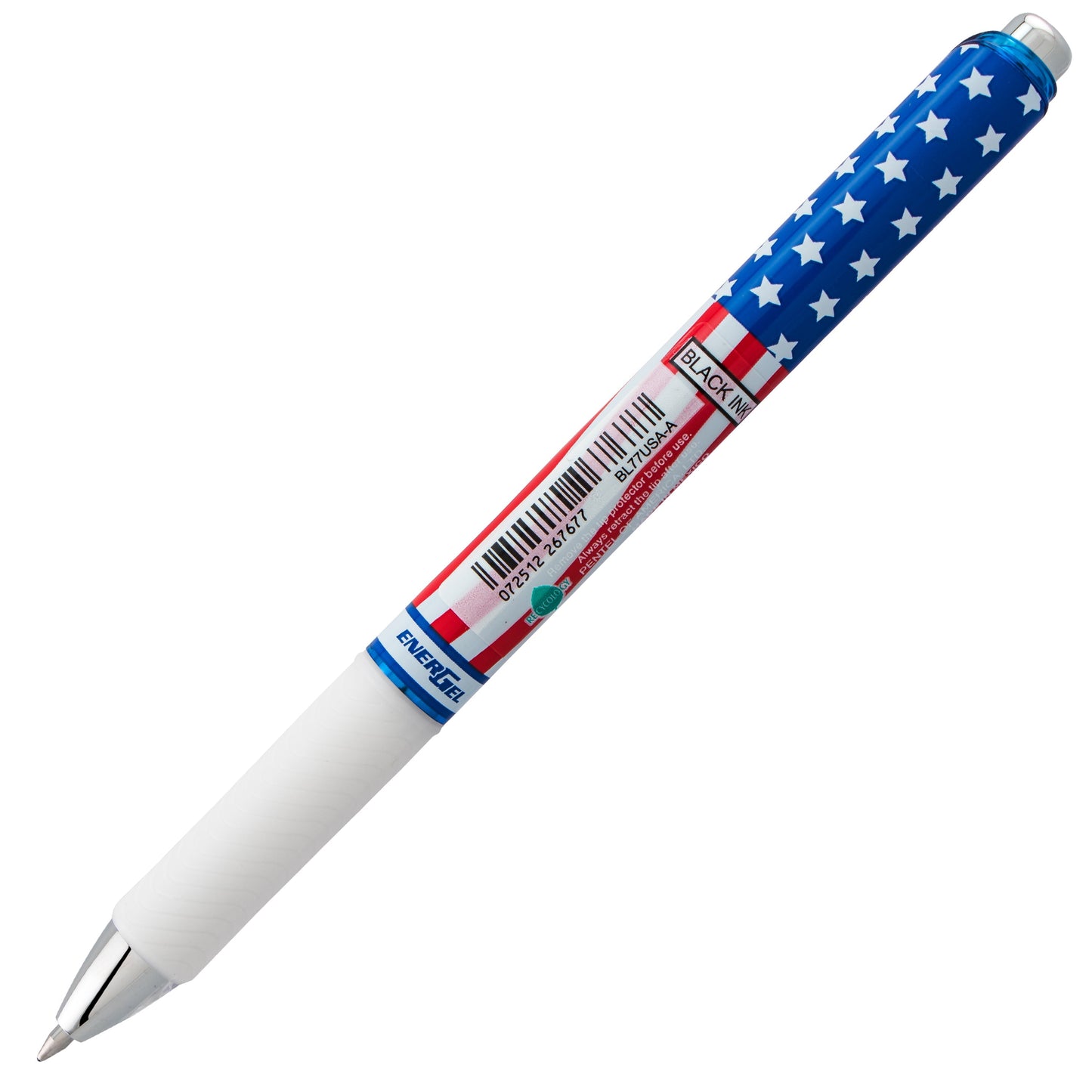 Pentel EnerGel RTX Retractable Liquid Gel Pen, Flag Barrel, (0.7mm) Metal Tip, Medium Line, Black Ink (BL77USA-A), 48 Dozen