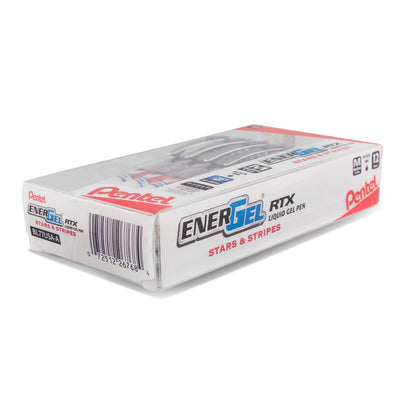 Pentel EnerGel RTX Retractable Liquid Gel Pen, Flag Barrel, (0.7mm) Metal Tip, Medium Line, Black Ink (BL77USA-A), 48 Dozen