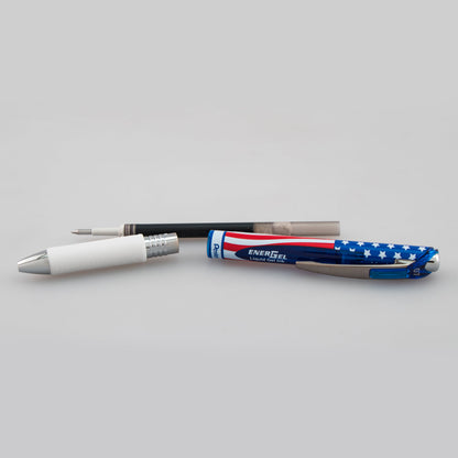 Pentel EnerGel RTX Retractable Liquid Gel Pen, Flag Barrel, (0.7mm) Metal Tip, Medium Line, Black Ink (BL77USA-A), 48 Dozen