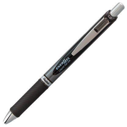 EnerGel RTX Retractable Liquid Gel Pen, (1.0mm) Metal Tip, Bold Line, Black Ink (BL80-A)