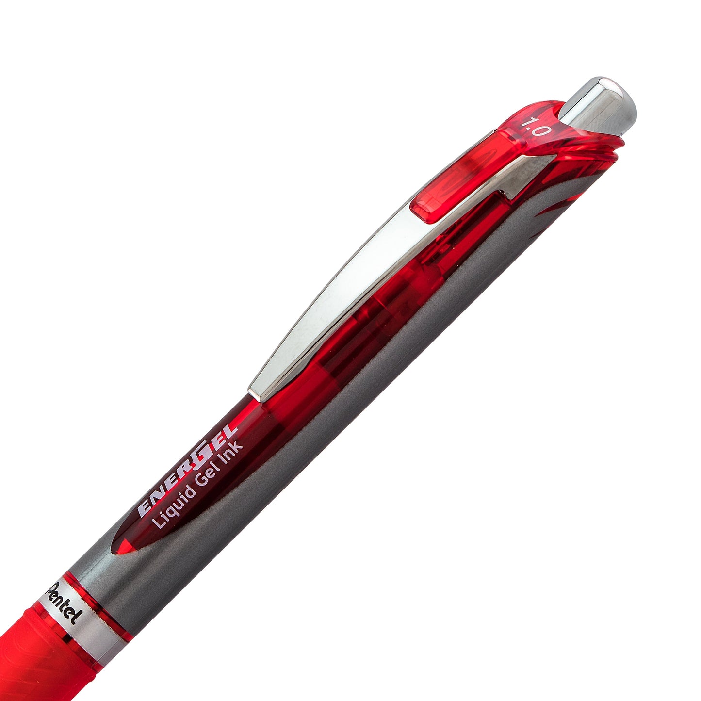 Pentel EnerGel RTX Retractable Liquid Gel Pen, (1.0mm) Metal Tip, Bold Line, Red Ink (BL80-B)