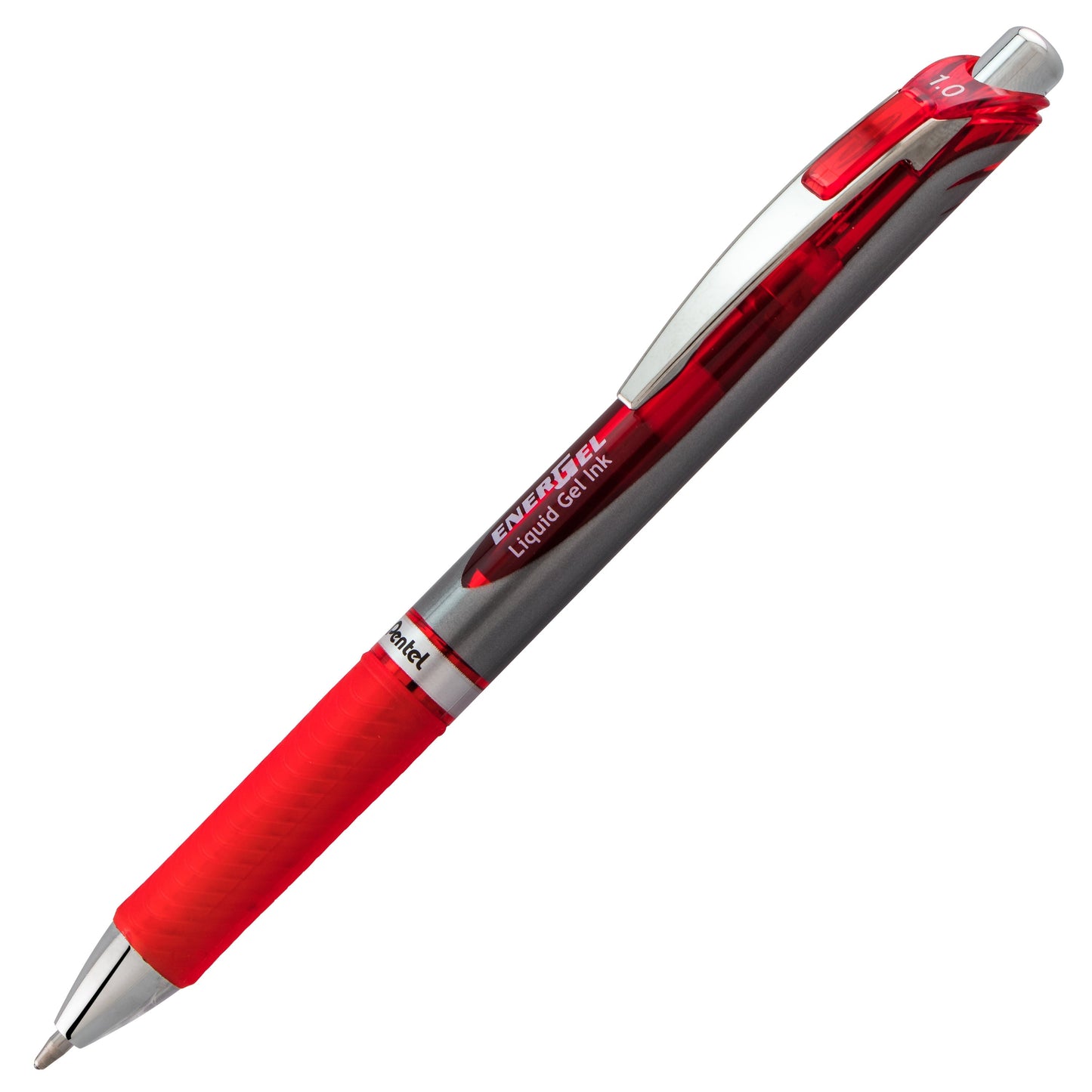 Pentel EnerGel RTX Retractable Liquid Gel Pen, (1.0mm) Metal Tip, Bold Line, Red Ink (BL80-B)
