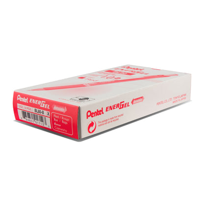 Pentel EnerGel RTX Retractable Liquid Gel Pen, (1.0mm) Metal Tip, Bold Line, Red Ink (BL80-B)
