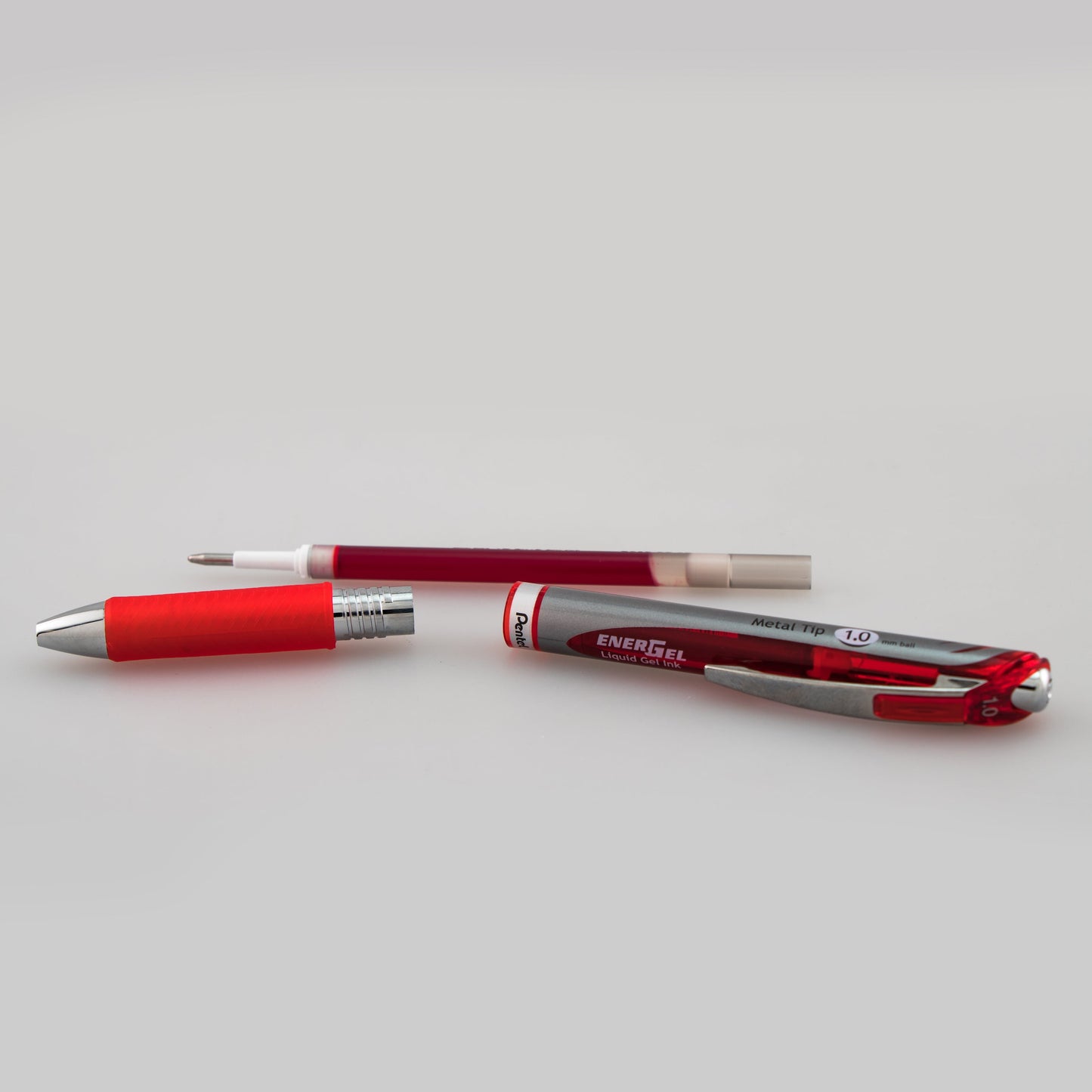 Pentel EnerGel RTX Retractable Liquid Gel Pen, (1.0mm) Metal Tip, Bold Line, Red Ink (BL80-B)