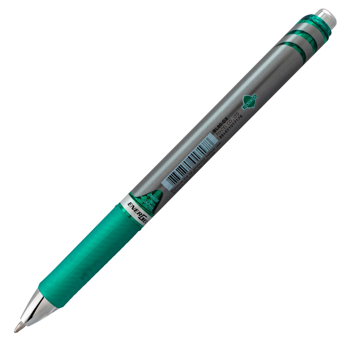 EnerGel RTX Retractable Liquid Gel Pen, (1.0mm) Metal Tip, Bold Line, Green Ink (BL80-D)