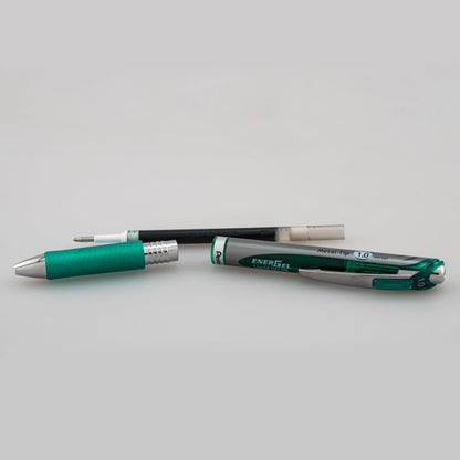 EnerGel RTX Retractable Liquid Gel Pen, (1.0mm) Metal Tip, Bold Line, Green Ink (BL80-D)