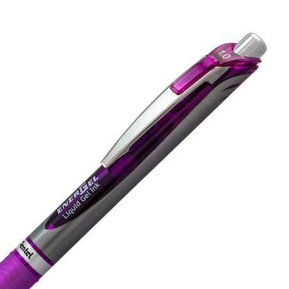 Pentel EnerGel RTX Retractable Liquid Gel Pen, (1.0mm) Metal Tip, Bold Line, Violet Ink (BL80-V)