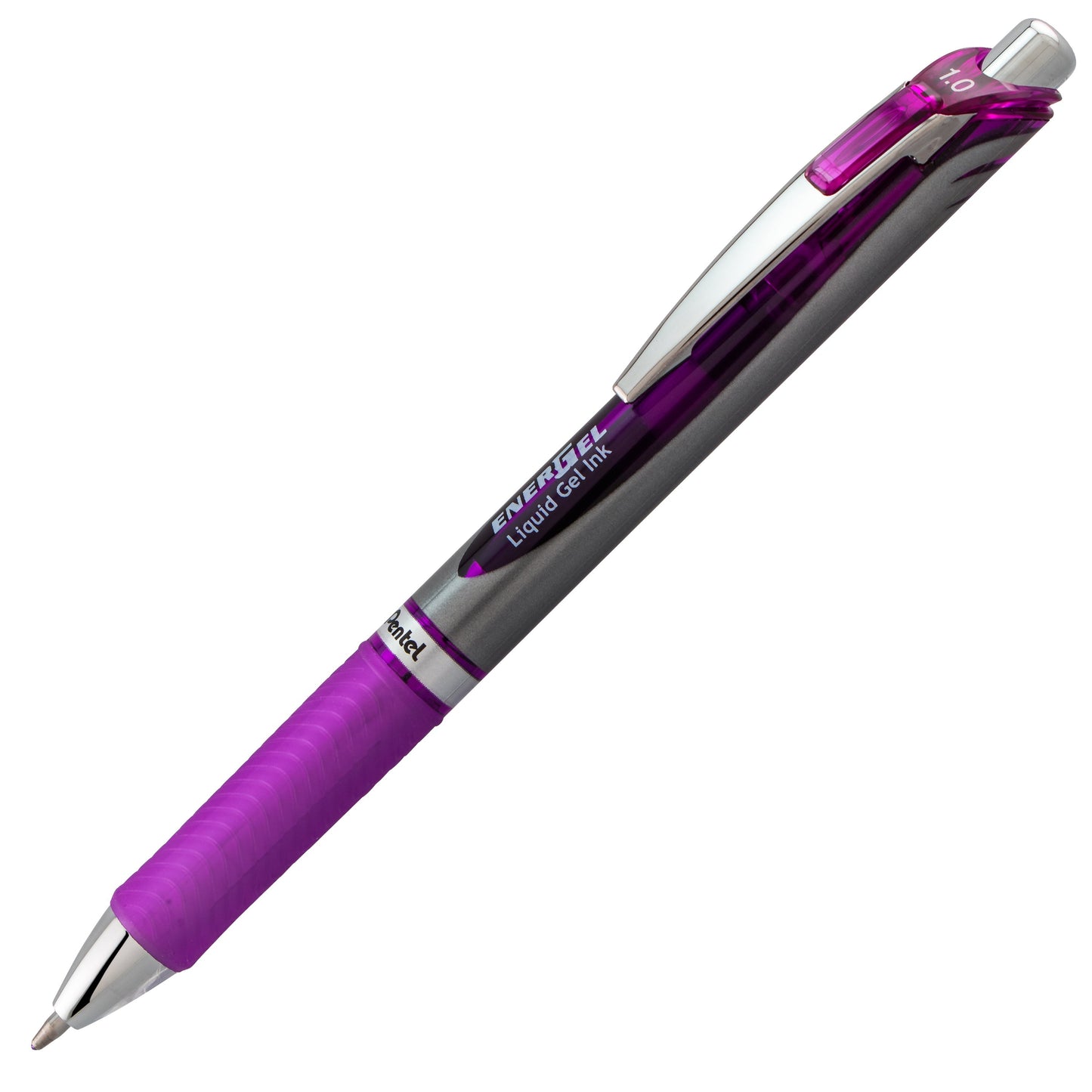 Pentel EnerGel RTX Retractable Liquid Gel Pen, (1.0mm) Metal Tip, Bold Line, Violet Ink (BL80-V)
