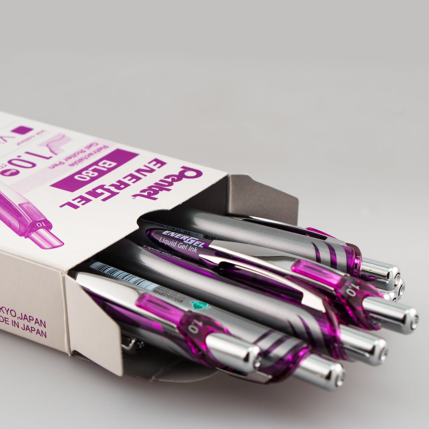Pentel EnerGel RTX Retractable Liquid Gel Pen, (1.0mm) Metal Tip, Bold Line, Violet Ink (BL80-V)
