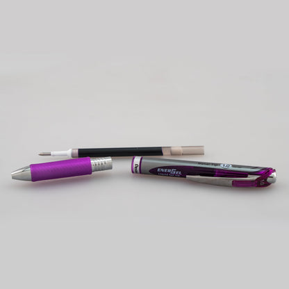 Pentel EnerGel RTX Retractable Liquid Gel Pen, (1.0mm) Metal Tip, Bold Line, Violet Ink (BL80-V)