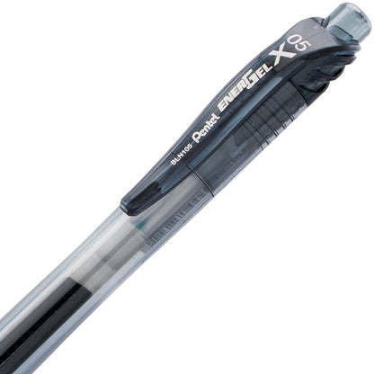 Pentel EnerGel-X Retractable Liquid Gel Pen, (0.5mm) Needle Tip, Fine Line, Black Ink (BLN105-A)