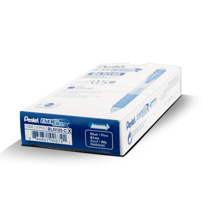 Pentel EnerGel-X Retractable Liquid Gel Pen, (0.5mm) Needle Tip, Fine Line, Blue Ink (BLN105-C)