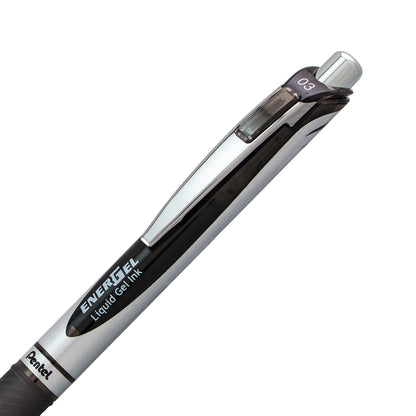 Pentel EnerGel RTX Retractable Liquid Gel Pen, (0.3mm) Needle Tip, Extra Fine Line, Black Ink (BLN73-A)