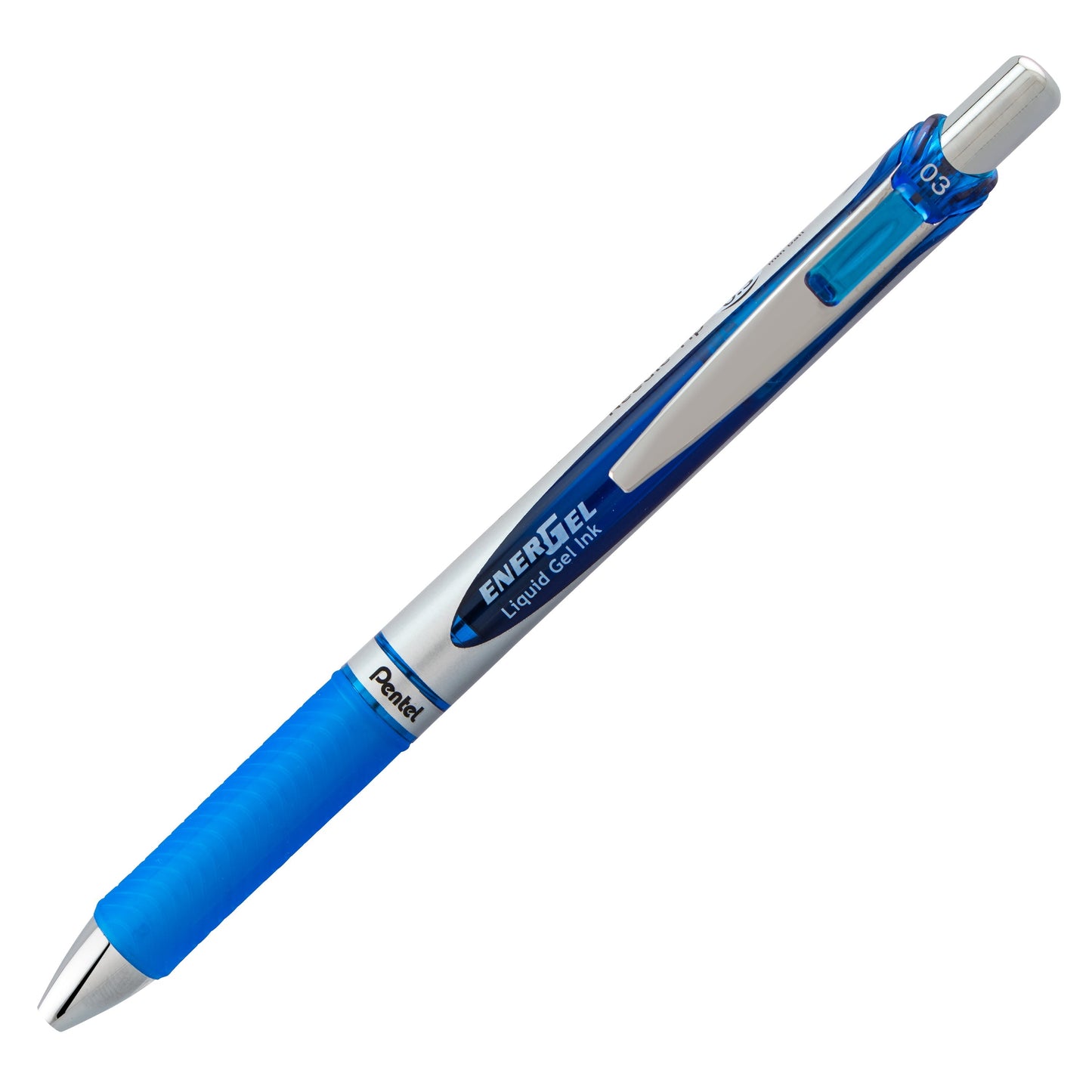 Pentel EnerGel RTX Retractable Liquid Gel Pen, (0.3mm) Needle Tip, Extra Fine Line, Blue Ink (BLN73-C)