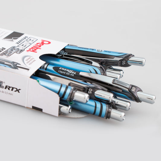 Pentel EnerGel RTX Retractable Liquid Gel Pen, (0.5mm) Needle Tip, Fine Line, Black Ink (BLN75-A)