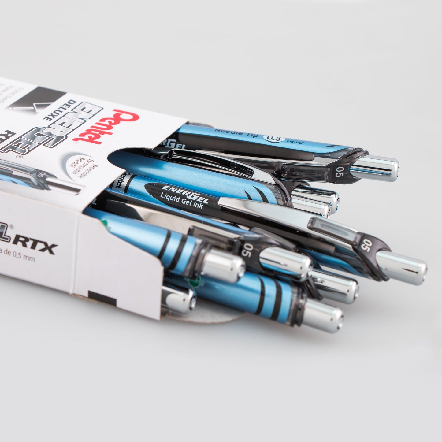 Pentel EnerGel RTX Retractable Liquid Gel Pen, (0.5mm) Needle Tip, Fine Line, Black Ink (BLN75-A)