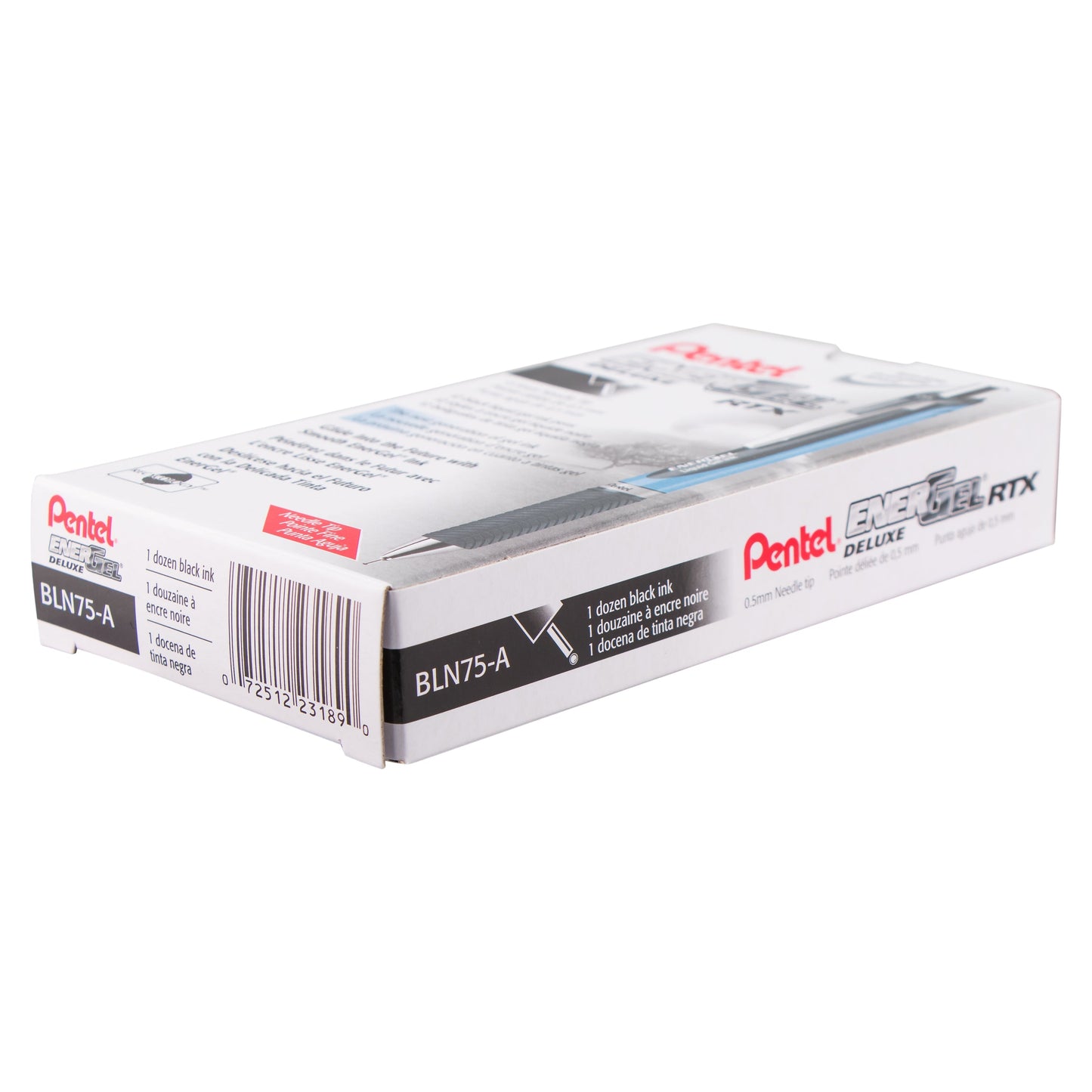 Pentel EnerGel RTX Retractable Liquid Gel Pen, (0.5mm) Needle Tip, Fine Line, Black Ink (BLN75-A)