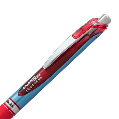Pentel EnerGel RTX Retractable Liquid Gel Pen, (0.5mm) Needle Tip, Fine Line, Red Ink (BLN75-B)