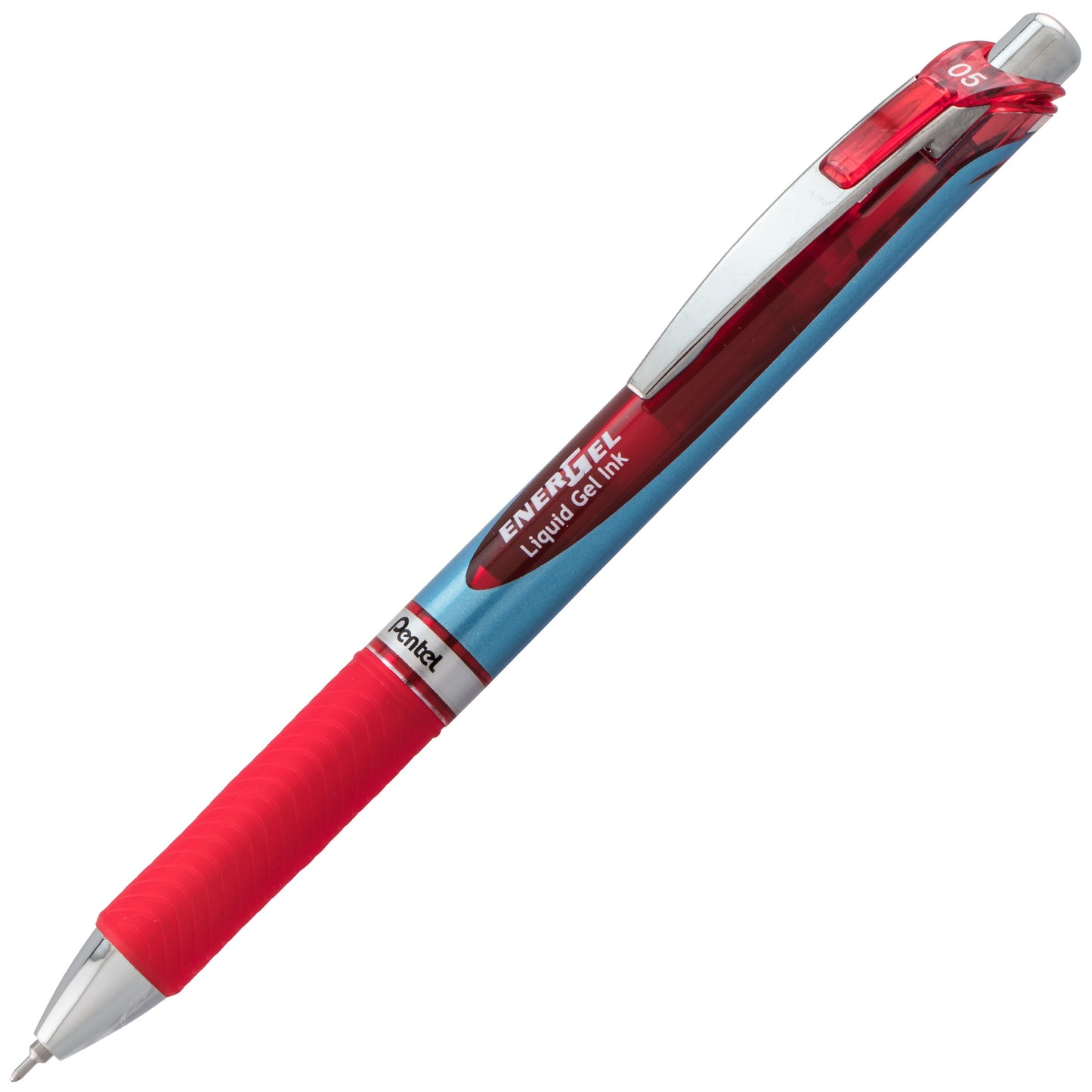 Pentel EnerGel RTX Retractable Liquid Gel Pen, (0.5mm) Needle Tip, Fine Line, Red Ink (BLN75-B)