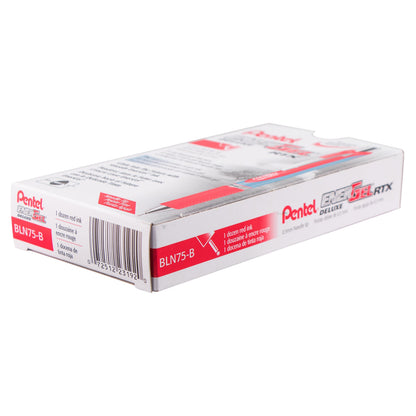 Pentel EnerGel RTX Retractable Liquid Gel Pen, (0.5mm) Needle Tip, Fine Line, Red Ink (BLN75-B)
