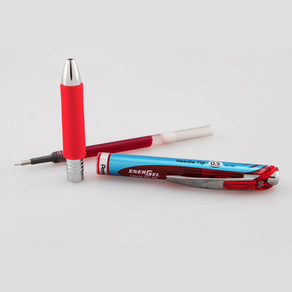 Pentel EnerGel RTX Retractable Liquid Gel Pen, (0.5mm) Needle Tip, Fine Line, Red Ink (BLN75-B)