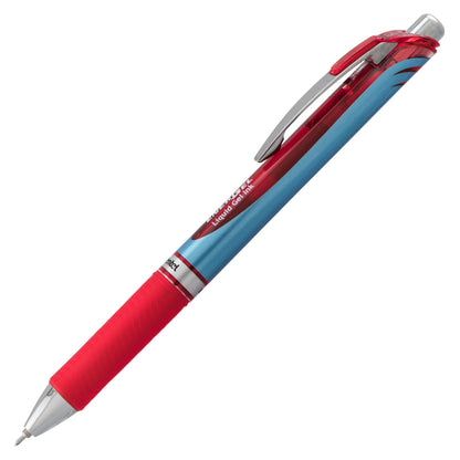 Pentel EnerGel RTX Retractable Liquid Gel Pen, (0.5mm) Needle Tip, Fine Line, Red Ink (BLN75-B)