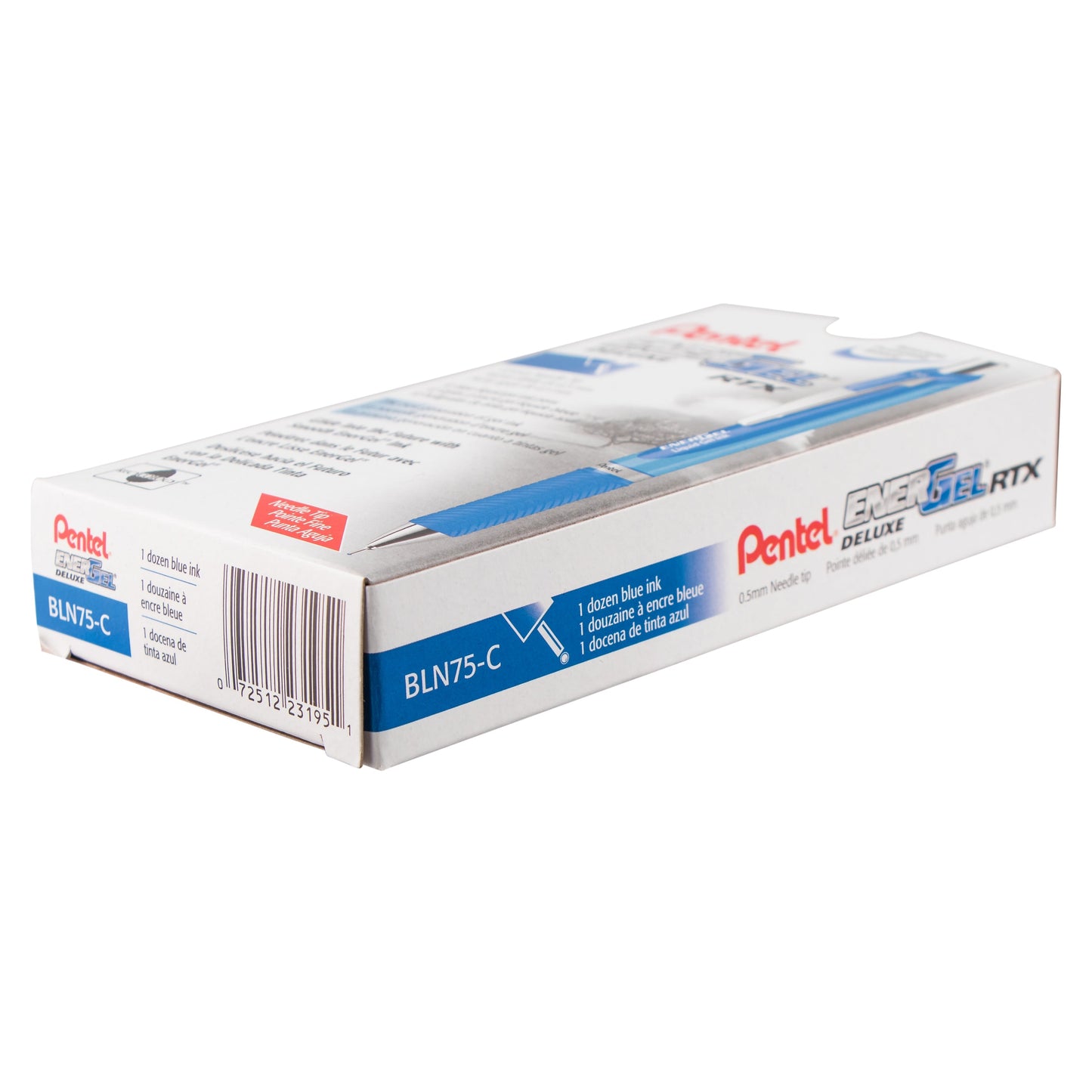 Pentel EnerGel RTX Retractable Liquid Gel Pen, (0.5mm) Needle Tip, Fine Line, Blue Ink (BLN75-C), 48 Dozen
