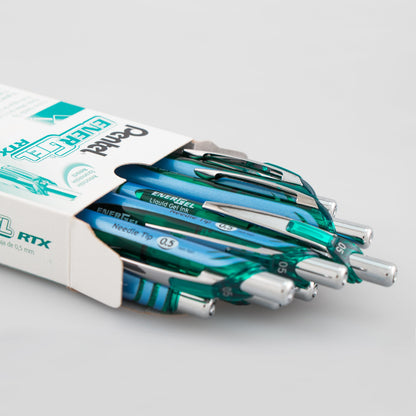 Pentel EnerGel RTX Retractable Liquid Gel Pen, (0.5mm) Needle Tip, Fine Line, Green Ink (BLN75-D), 48 Dozen