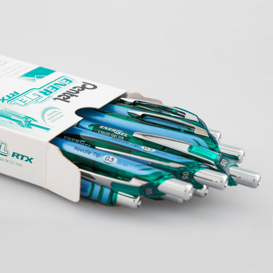 Pentel EnerGel RTX Retractable Liquid Gel Pen, (0.5mm) Needle Tip, Fine Line, Green Ink (BLN75-D)
