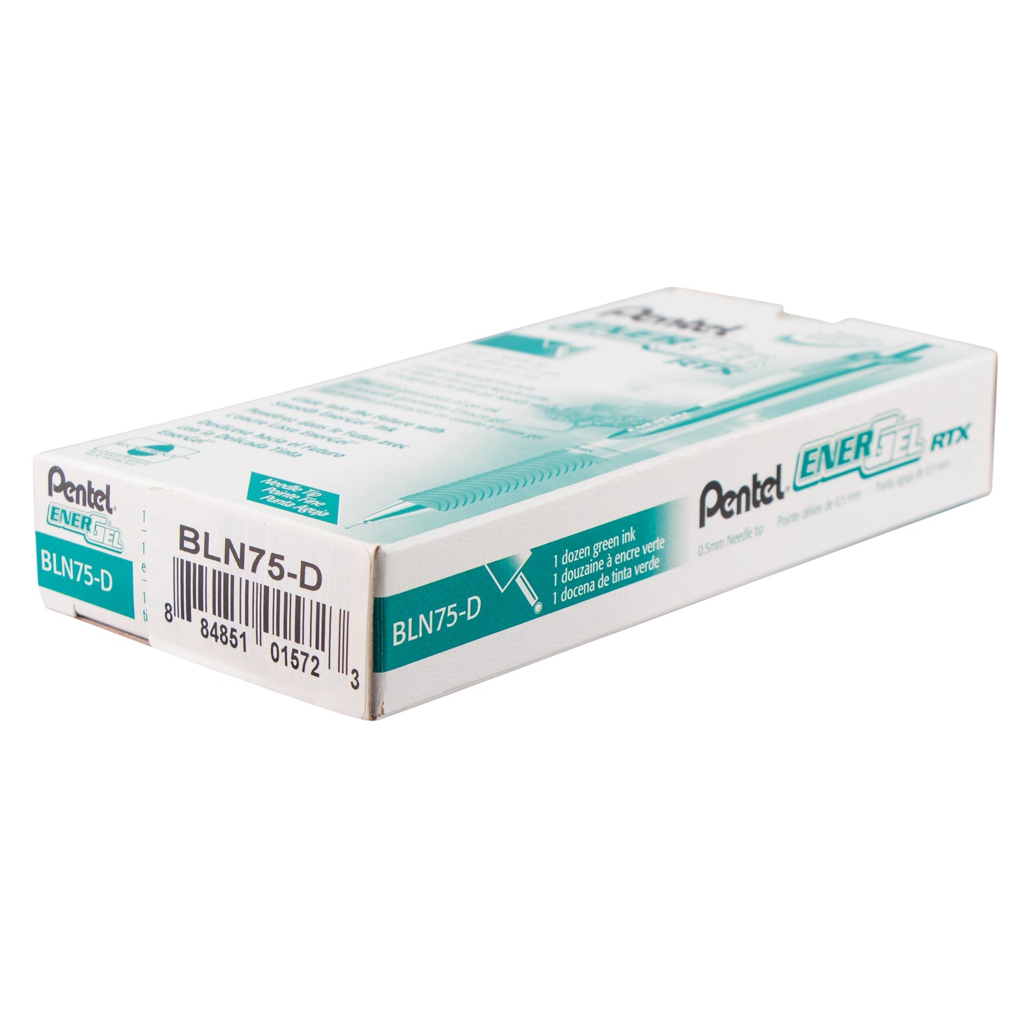 Pentel EnerGel RTX Retractable Liquid Gel Pen, (0.5mm) Needle Tip, Fine Line, Green Ink (BLN75-D), 48 Dozen