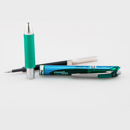 Pentel EnerGel RTX Retractable Liquid Gel Pen, (0.5mm) Needle Tip, Fine Line, Green Ink (BLN75-D), 48 Dozen