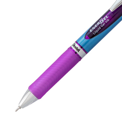 Pentel EnerGel RTX Retractable Liquid Gel Pen, (0.5mm) Needle Tip, Fine Line, Violet Ink (BLN75-V)