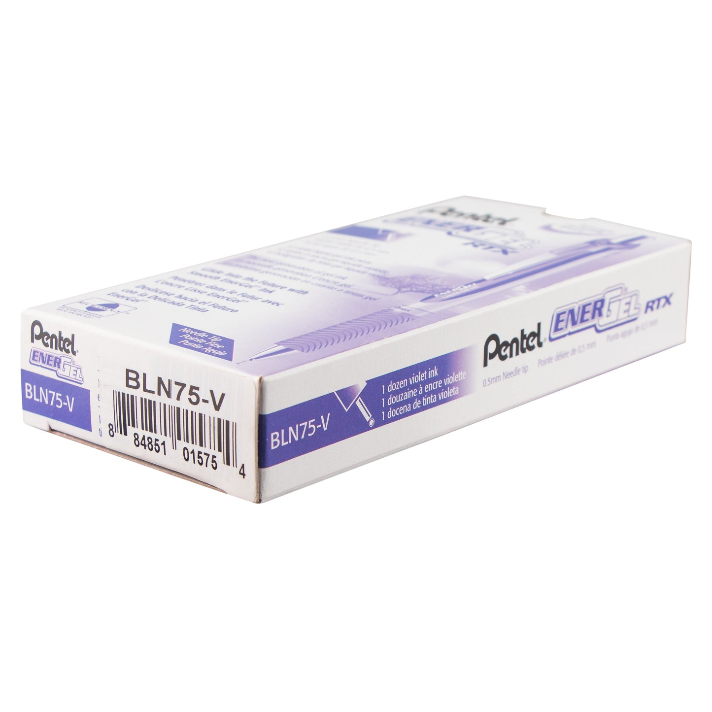 Pentel EnerGel RTX Retractable Liquid Gel Pen, (0.5mm) Needle Tip, Fine Line, Violet Ink (BLN75-V)