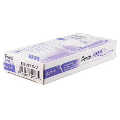 Pentel EnerGel RTX Retractable Liquid Gel Pen, (0.5mm) Needle Tip, Fine Line, Violet Ink (BLN75-V)
