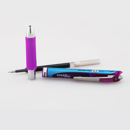 Pentel EnerGel RTX Retractable Liquid Gel Pen, (0.5mm) Needle Tip, Fine Line, Violet Ink (BLN75-V)