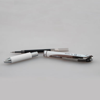 EnerGel Pearl Retractable (0.5mm) Needle Tip, Fine Line, Black Accent, Black Ink (BLN75PW-A)