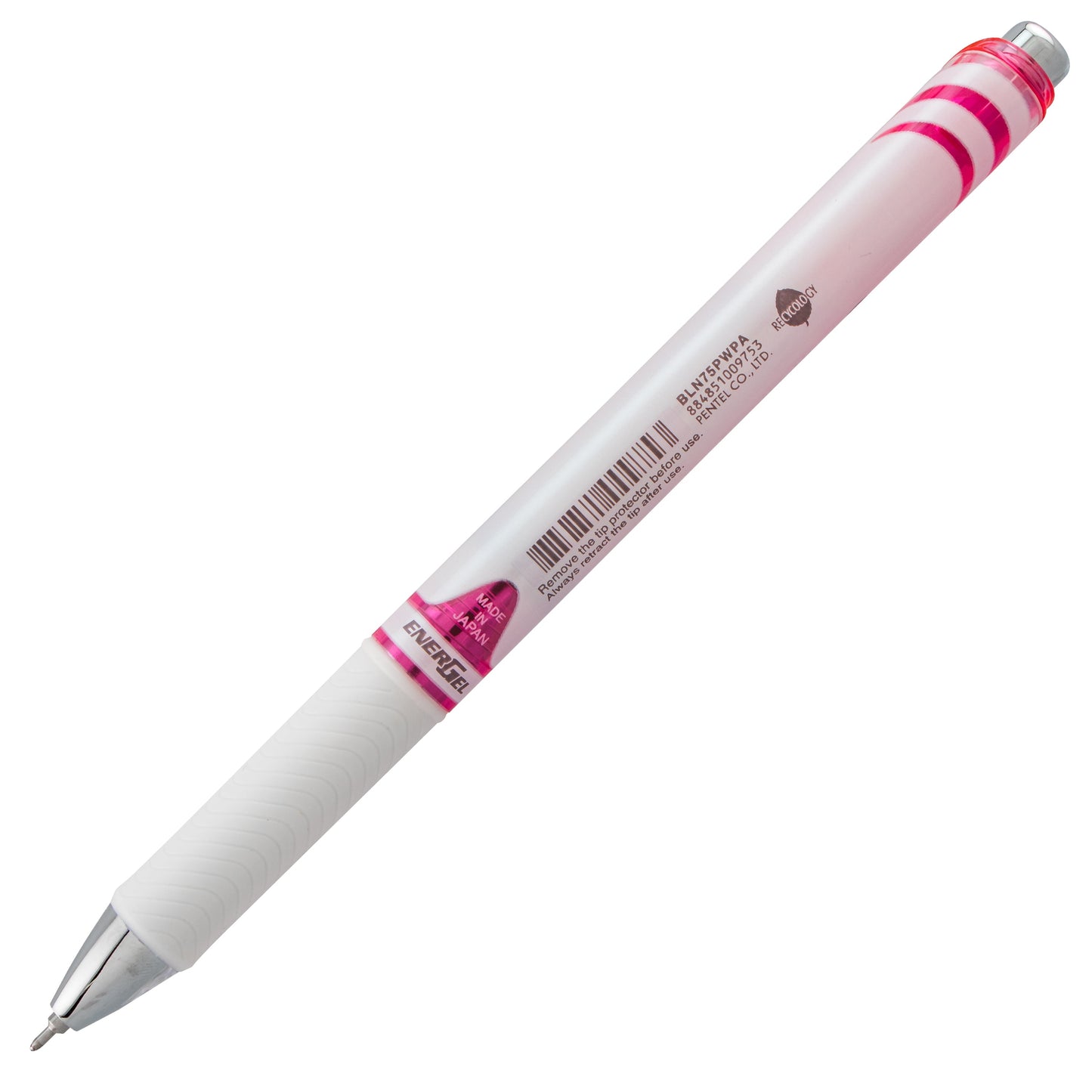 EnerGel Pearl Retractable (0.5mm) Needle Tip, Fine Line, Pink Accent, Black Ink (BLN75PWP-A)