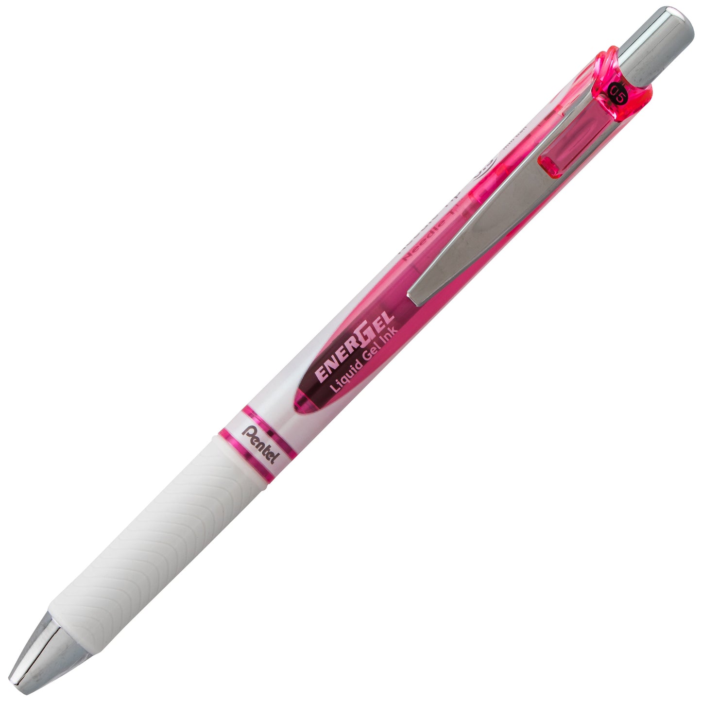 EnerGel Pearl Retractable (0.5mm) Needle Tip, Fine Line, Pink Accent, Black Ink (BLN75PWP-A)