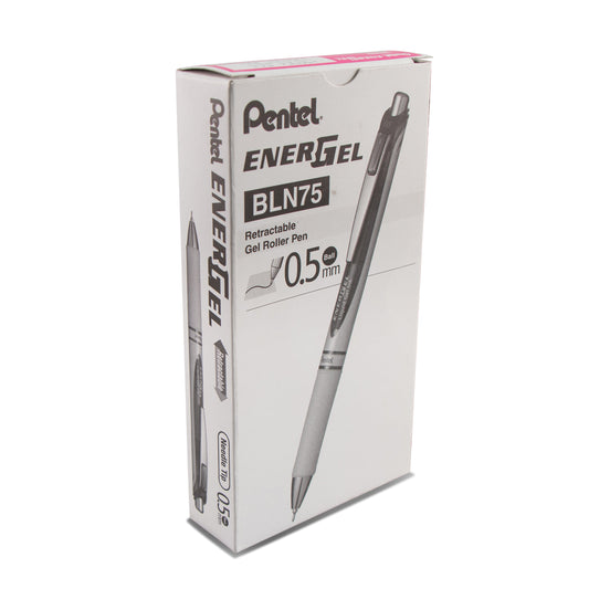 EnerGel Pearl Retractable (0.5mm) Needle Tip, Fine Line, Pink Accent, Black Ink (BLN75PWP-A)