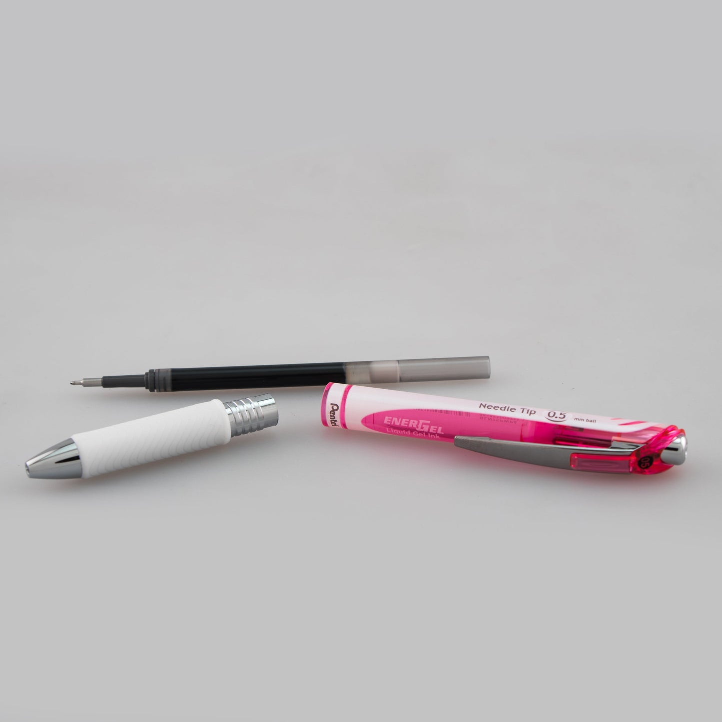 EnerGel Pearl Retractable (0.5mm) Needle Tip, Fine Line, Pink Accent, Black Ink (BLN75PWP-A)