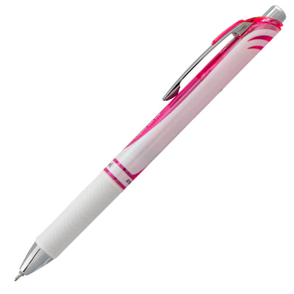 EnerGel Pearl Retractable (0.5mm) Needle Tip, Fine Line, Pink Accent, Black Ink (BLN75PWP-A)