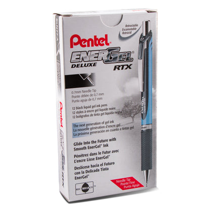 Pentel EnerGel RTX Retractable Liquid Gel Pen, (0.7mm) Needle Tip, Medium Line, Black Ink (BLN77-A)