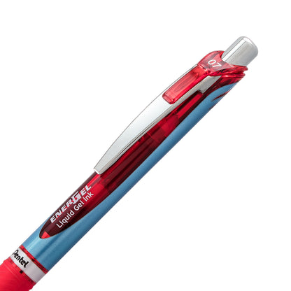Pentel EnerGel RTX Retractable Liquid Gel Pen, (0.7mm) Needle Tip, Medium Line, Red Ink (BLN77-B)
