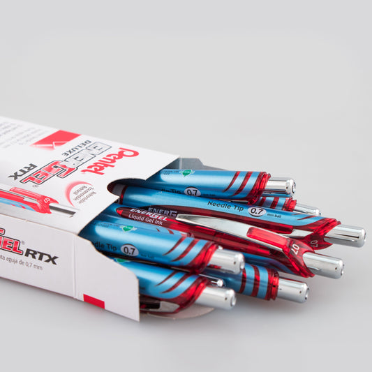 Pentel EnerGel RTX Retractable Liquid Gel Pen, (0.7mm) Needle Tip, Medium Line, Red Ink (BLN77-B), 48 Dozen