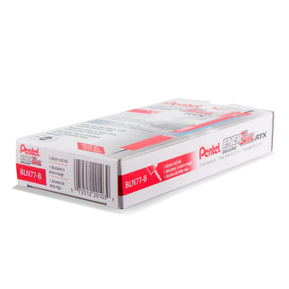 Pentel EnerGel RTX Retractable Liquid Gel Pen, (0.7mm) Needle Tip, Medium Line, Red Ink (BLN77-B)