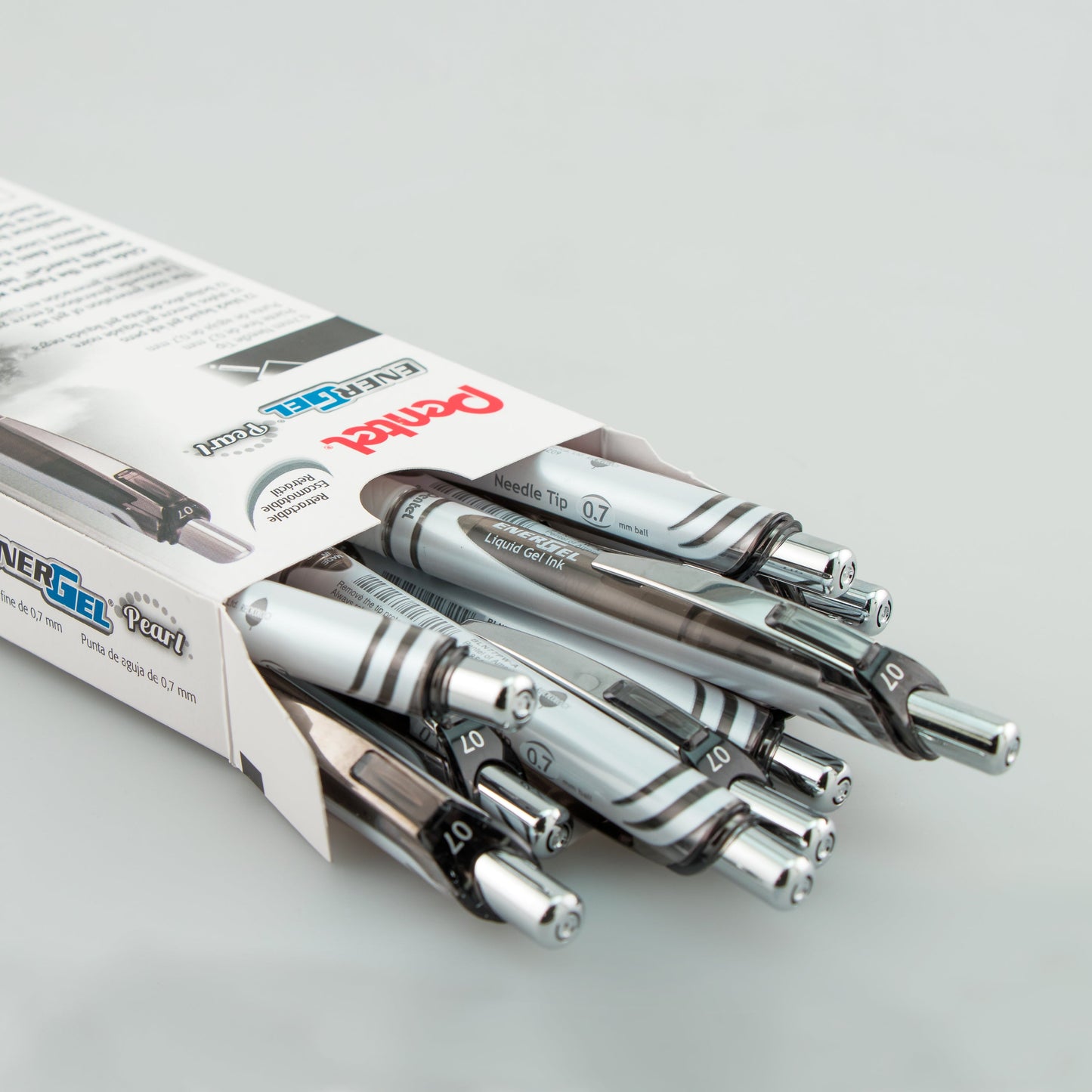 EnerGel Pearl Retractable Liquid Gel Pen, (0.7mm) Needle Tip, Medium Line, Black Ink (BLN77PW-A)